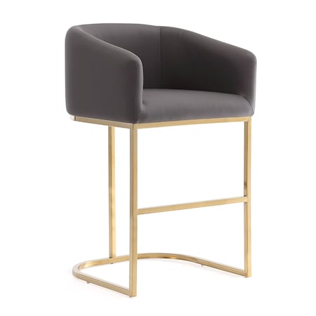 Manhattan Comfort Louvre Counter Stool in Grey and Titanium Gold CS009-GY